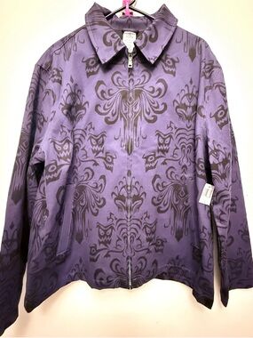 Haunted Mansion Disney Wallpaper Collared Zip Jacket NWT